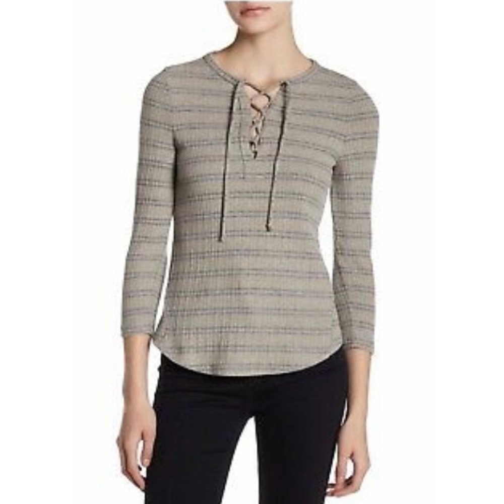 NWOT Lucky Brand Ribbed Lace Up Henley